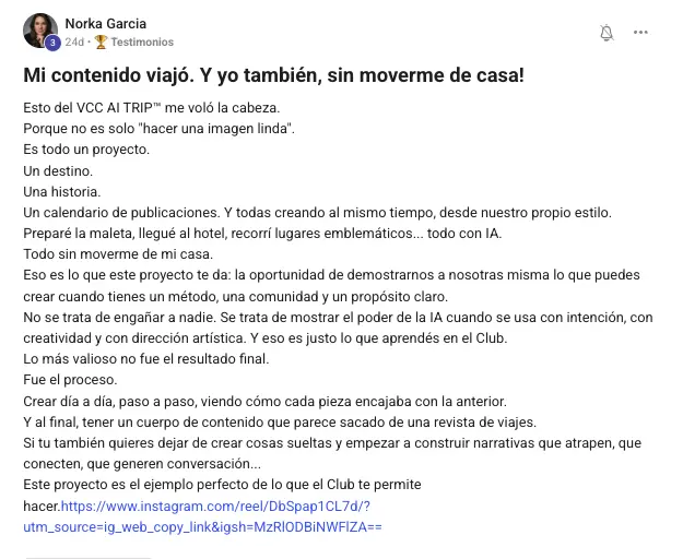 Testimonio real de Visual Creator Club 5