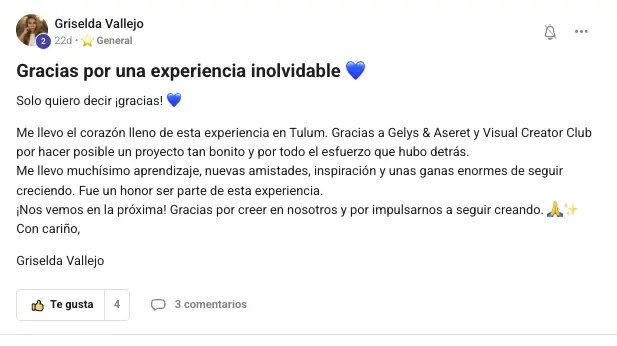 Testimonio real de Visual Creator Club 7