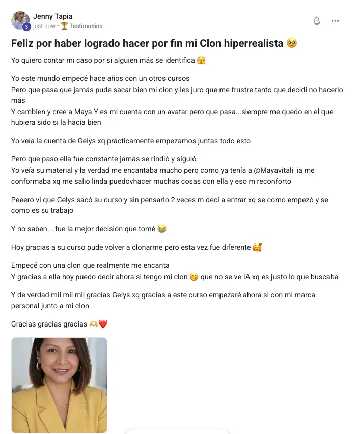 Testimonio real de Visual Creator Club 9