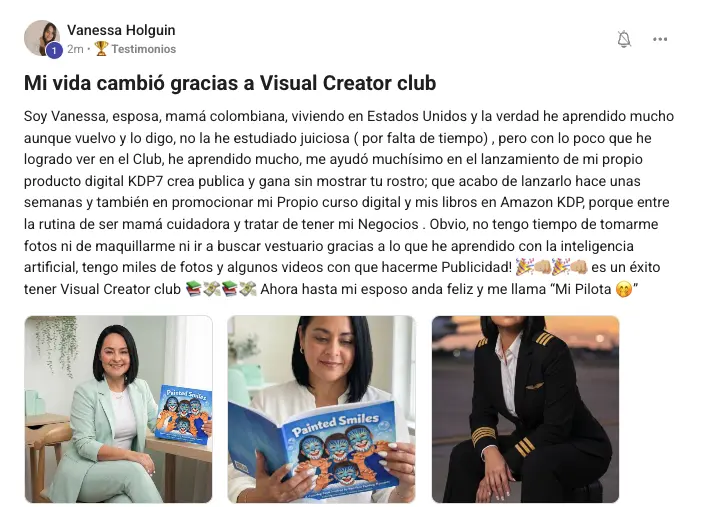 Testimonio real de Visual Creator Club 10