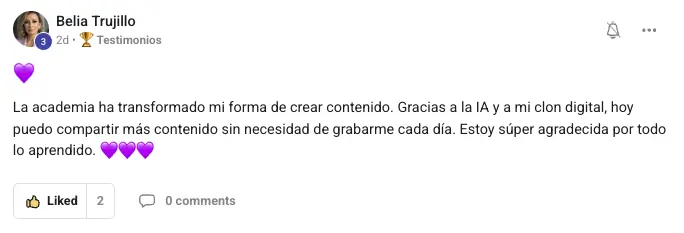 Testimonio real de Visual Creator Club 15